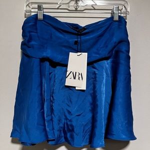NWT ZARA silky blue mini skirt